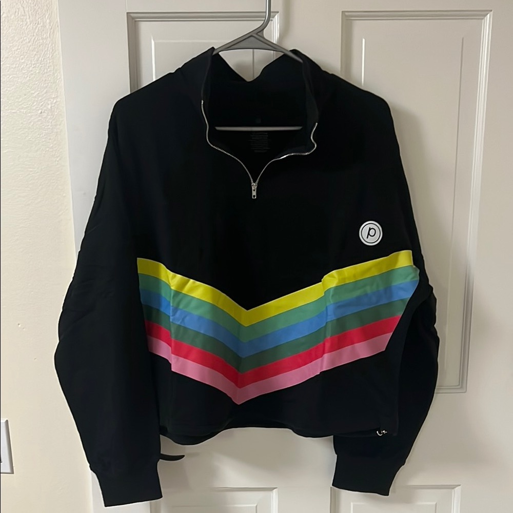 Black Pullover with Rainbow Stripes